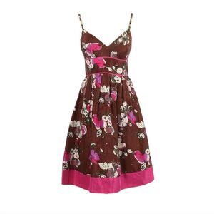 Y2K Guess Floral Print Empire Waist 100% Silk Mini Dress Size 1